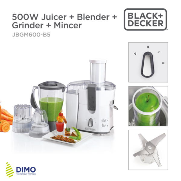 Black & Decker JBGM600-220V Four-in-One Juicer, Blender & Grinder