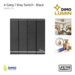 DIMO Lumin 4 Gang 1 Way Switch - Black