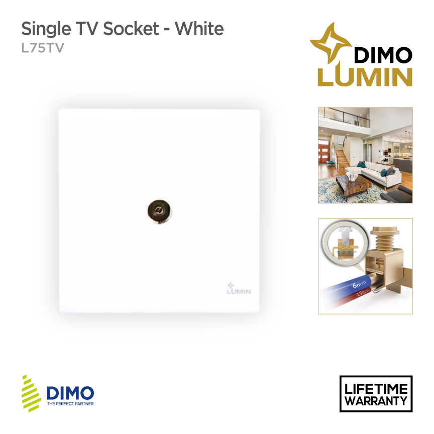 DIMO Lumin Single TV Socket - White