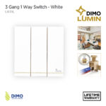DIMO Lumin 3 Gang 1 Way Switch - White